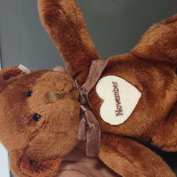 •Collections For Target RB Russ Berrie November heart Brown Teddy Bear 🧸 7.5 in - Picture 8 of 11